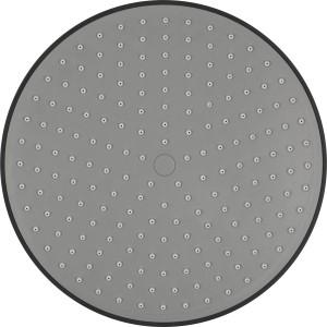 Detailaufnahme der runden, grauen Überkopfbrause des baliv Brausesets in Schwarz.
