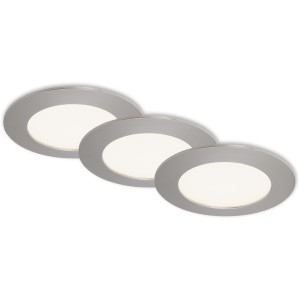 Briloner LED-Einbauleuchten 3er-Set, Nickel matt, neutralweißes Licht.