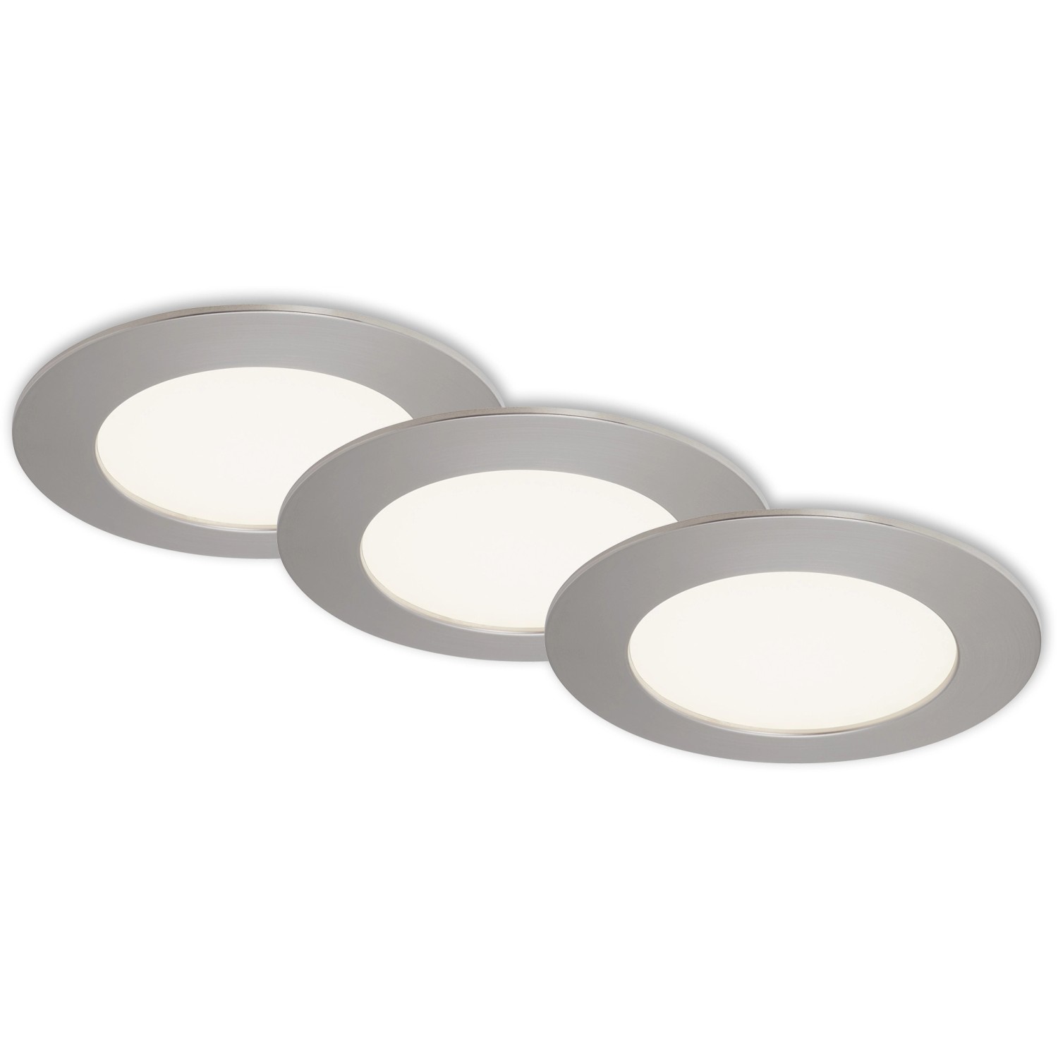 Briloner LED-Einbauleuchten 3er-Set, Nickel matt, neutralweißes Licht.