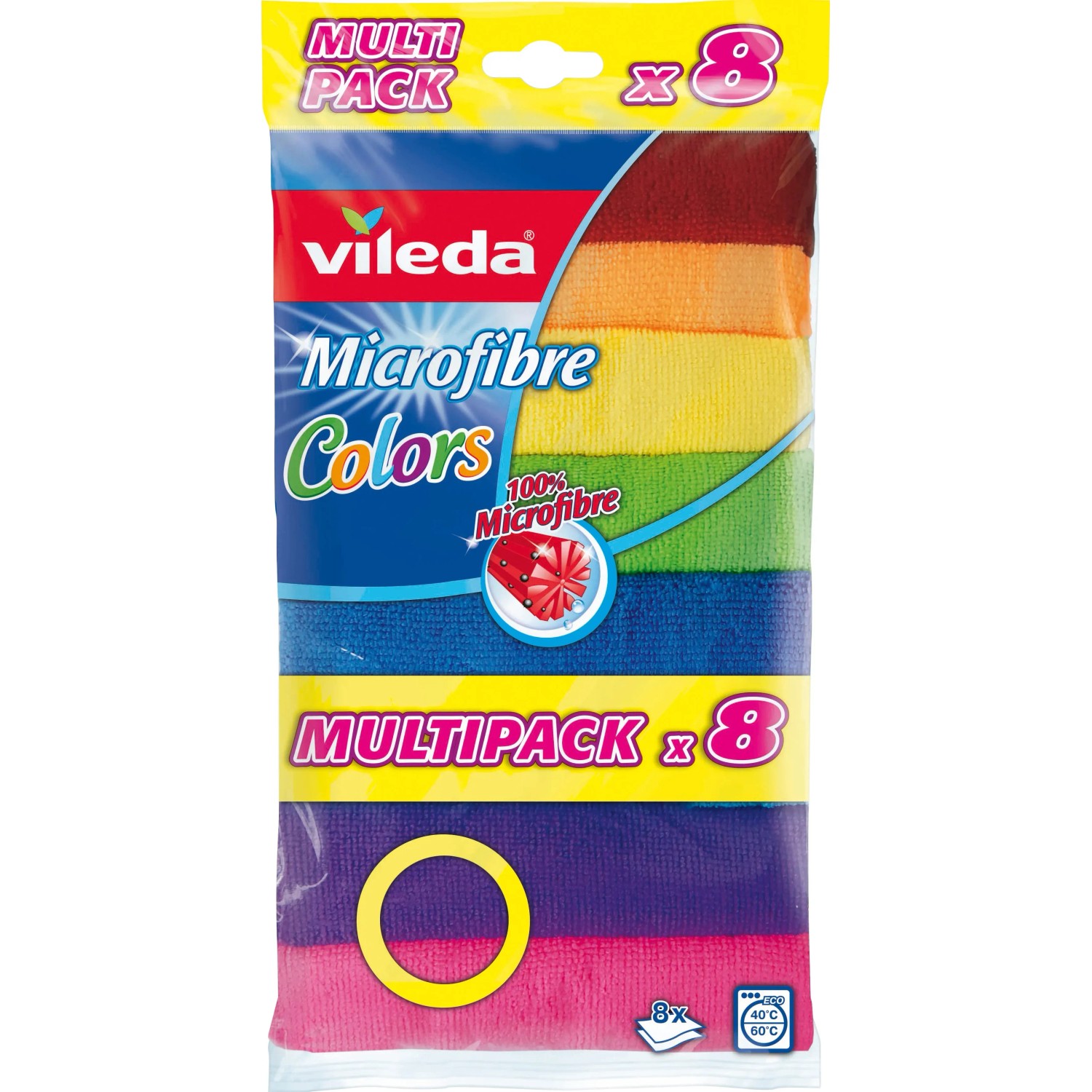 Vileda Allzwecktücher Mikrofaser Colors XXL, 8er-Pack. Mehrfarbige Reinigungstücher im Multipack.