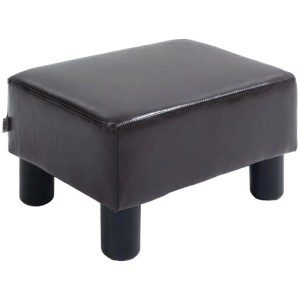 HOMCOM Fußhocker Rückenfreier Chesterfield aus Kunstleder Braun 40 x 30 x 24 cm