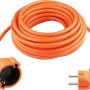 Orangefarbenes Verlängerungskabel, 10 m, für Innenräume. Steckdosenleiste mit Stecker und Kupplung.