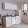 Respekta Economy Küchenzeile KB180WWC, 180 cm, Weiß mit Glaskeramikkochfeld und Kühlschrank.