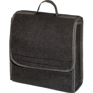 OBI Kofferraumtasche Größe S, schwarz-grau, aus Polyester mit Tragegriff.