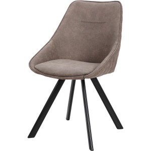 Kayoom Polsterstuhl Cowboy, 2er-Set, braun mit schwarzen Metallbeinen. Esszimmerstuhl im Lederlook.