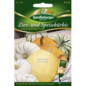 Samenpackung Quedlinburger Zier- und Speisekürbis essbare Mischung mit Kürbissen der Sorten Baby Boo, Jack Be Little u.a.