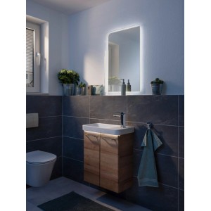 Fackelmann Spiegel Milano mit LED-Beleuchtung, 55 cm, im modernen Badezimmer.
