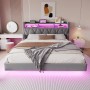 okwish Polsterbett 180x200cm mit LED Steckdose Ablage Schlafzimmer Grau ohne Matratze_3