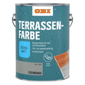 OBI Terrassenfarbe Steingrau, 2,5 l, seidenmatt. Deckende Farbe für Holz- und Betonböden im Außenbereich.