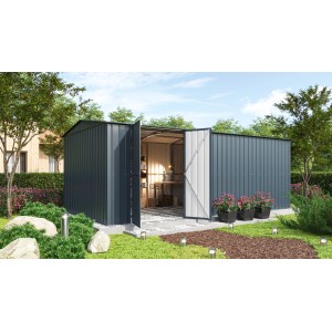 Globel Gerätehaus Erweiterung in Anthrazit, zur Vergrößerung von Worker und Parker Gerätehäusern.