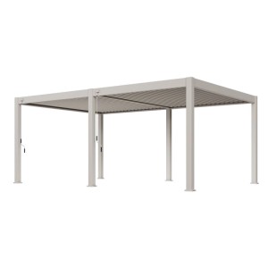Aluminium Pavillon Weide Deluxe Plus 4x6m in Ivory Sand mit verstellbaren Lamellen für Terrassenüberdachung.