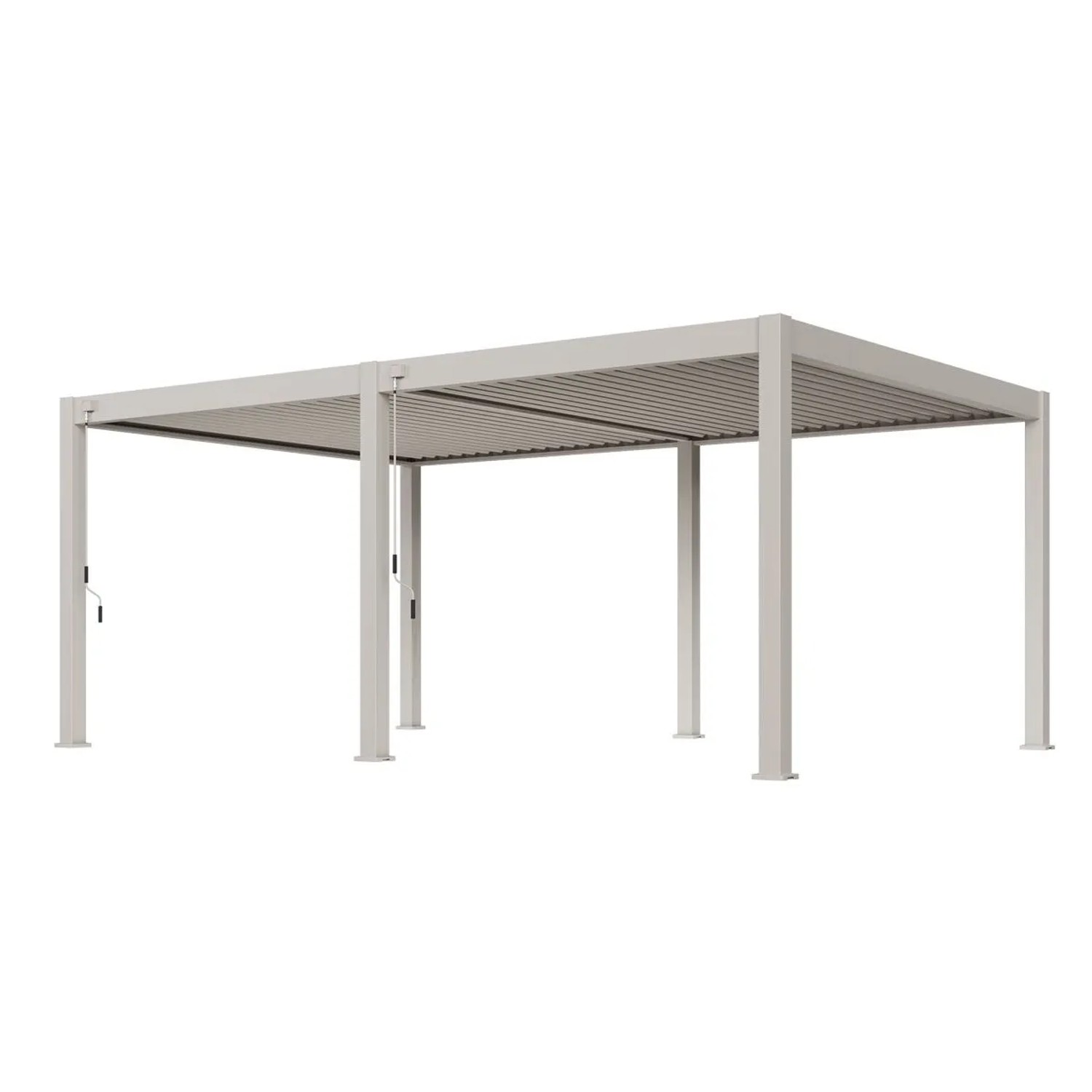 Aluminium Pavillon Weide Deluxe Plus 4x6m in Ivory Sand mit verstellbaren Lamellen für Terrassenüberdachung.