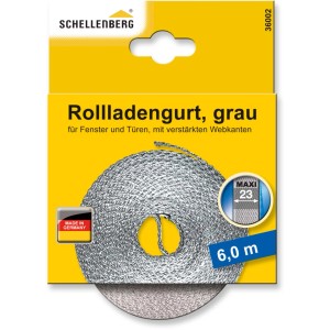 Schellenberg Rollladengurt Maxi, 23 mm breit, 6 m lang, grau.