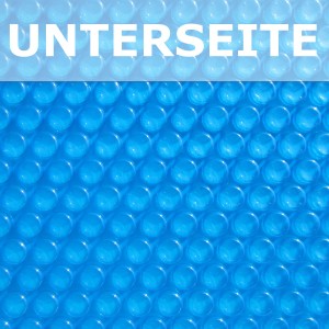 Detailaufnahme der Unterseite einer blauen Chemoform Pool Solarplane (8x4m) mit Luftpolster.