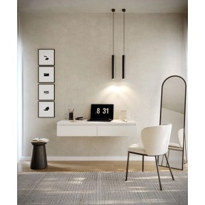 Selsey Bemmi Wand-Schminktisch 120 cm weiß mit 2 Schubladen in modernem Raum. Ideal als Hängeschreibtisch.