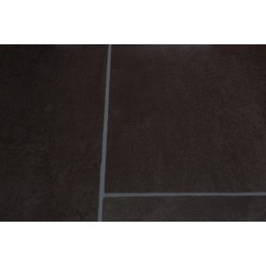 PVC-Bodenbelag Exist Schwarz, Meterware, 300 cm breit, mit Fliesendesign.