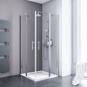 Schulte Alexa Style 2.0 Eckdusche mit Drehtür, Chromoptik, 90x90x192 cm.
