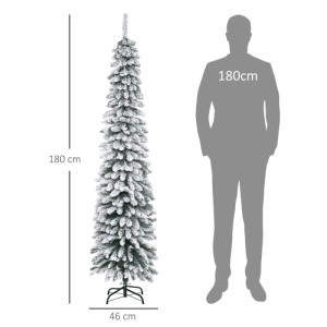 Schmaler, schneebedeckter künstlicher Weihnachtsbaum, 180x46 cm, mit Metallständer. Ideal für Weihnachtsdekoration.