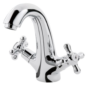 Sanitop-Wingenroth Zweigriffmischer Athenas Chrom für Waschbecken mit Kreuzgriffen.