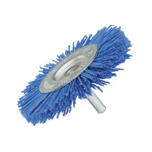 LUX Scheibenbürste Polyamid, 75 mm, blaue Borsten für Bohrmaschinen.