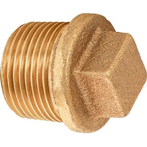 LUX Gewinde-Stopfen 30,3 mm (R 1) aus Rotguss, Detailaufnahme.