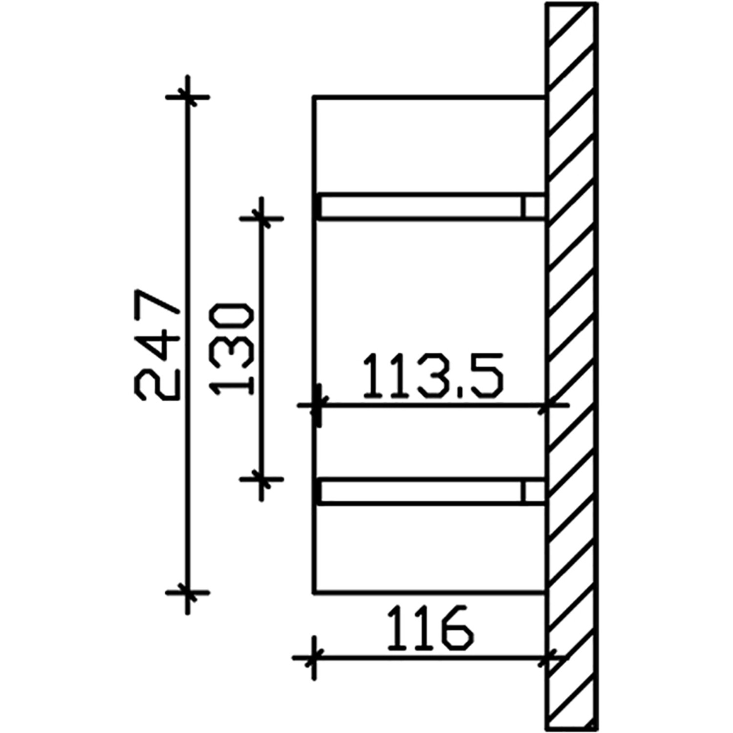 Technische Zeichnung: Skan Holz Vordach Siegen 1, Maße 247x116 cm, Naturholz.