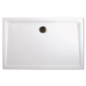 Rechteckige, weiße Breuer Duschwanne Classic Line, 100x90 cm, mit mittigem Abfluss.