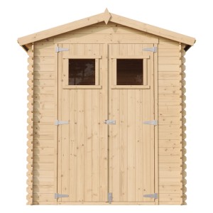 Timbela Gartenhaus M367+M367G aus Holz, 1,98 m², mit Boden, naturbelassen.