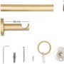 Mydeco Gardinenstange Messing, 120cm, mit Endstück Cap, Träger, Ringe und Zubehör für Stil- & Seilspanngarnituren.