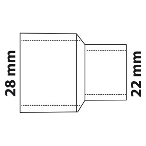 Kirchhoff Reduzier-Doppelmuffe, 28 mm x 22 mm, blank, für Lötfittings.