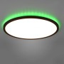 Schwarze, runde Reality LED-Deckenleuchte Aureo mit RGB-Hintergrundbeleuchtung, Ø 40 cm.