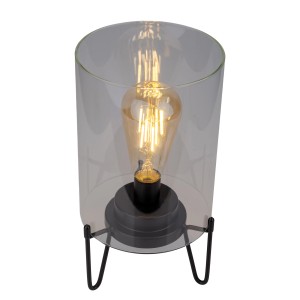 Schwarze Näve LED-Tischleuchte Lonna mit Glaszylinder, 28,5 cm hoch. Design-Tischlampe für Innen & Außen.