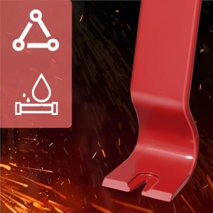 Rotes Stahl-Brecheisen mit Nagelzieher, 3-teiliges Handwerkzeuge Set.
