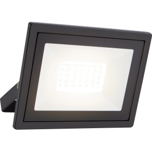 Schwarzer LED-Außenstrahler, 20W, 1700lm, neutralweiß, für Garten und Hof.