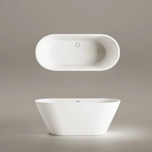 Freistehende, matte, weiße Mineralguss-Badewanne Deco Nudo, 166x72,5x63 cm.