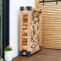 Westmann Kaminholzregal Michel XL aus Lärchenholz, gefüllt mit Holzscheiten.