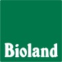 Bioland Logo auf grünem Hintergrund für Bio-Mandarinen-Minze.