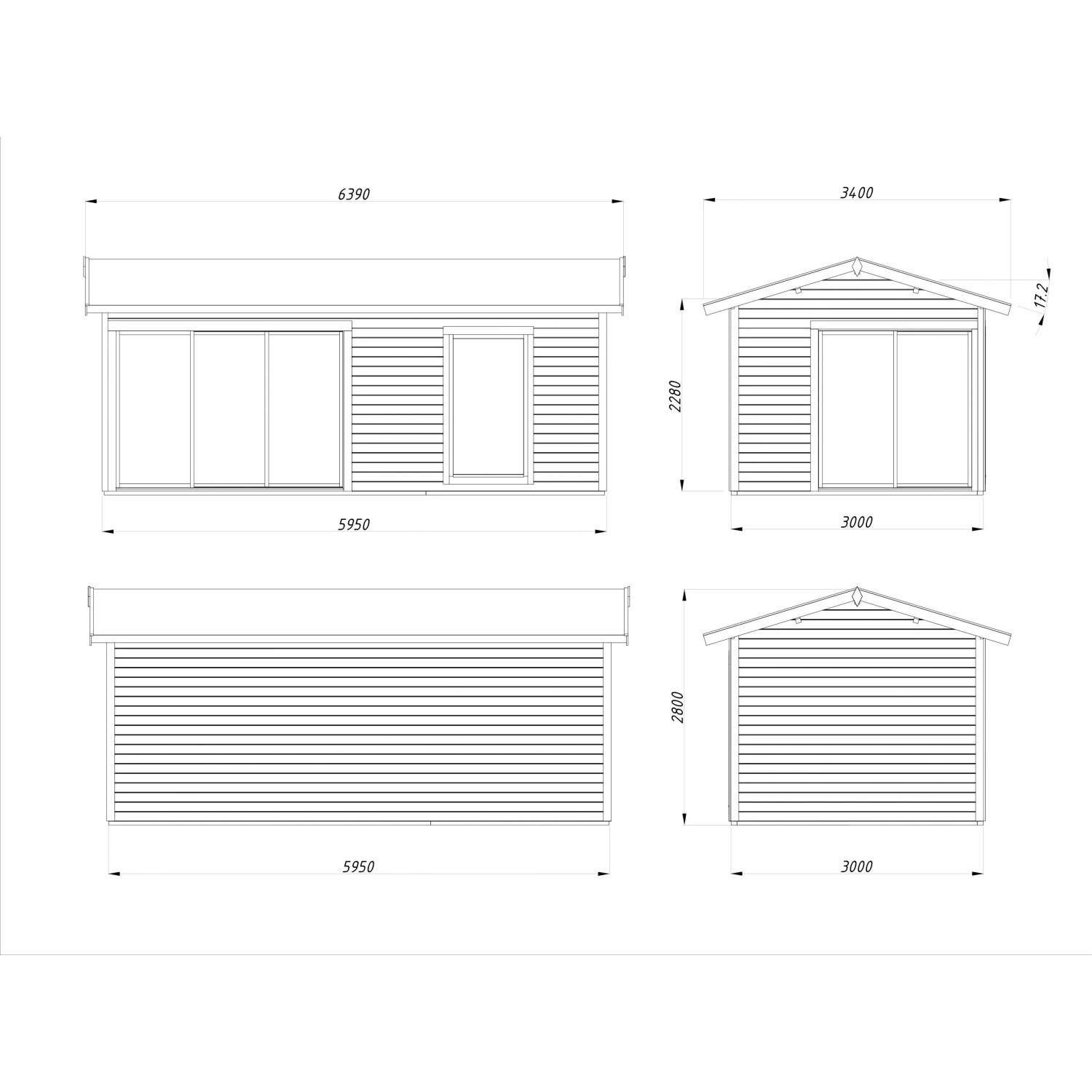 Palmako Gartenhaus Amanda Slide Plus 595 x 300 cm Grau FSC® kaufen bei OBI
