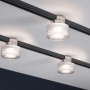 Drei Paulmann LED URail Spots Topa Dot an einem Schienensystem an der Decke.