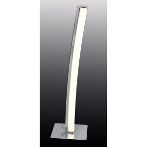 Moderne LED-Tischleuchte Dubai in Chrom: Designlampe mit warmweißem Licht und Touch-Dimmer.