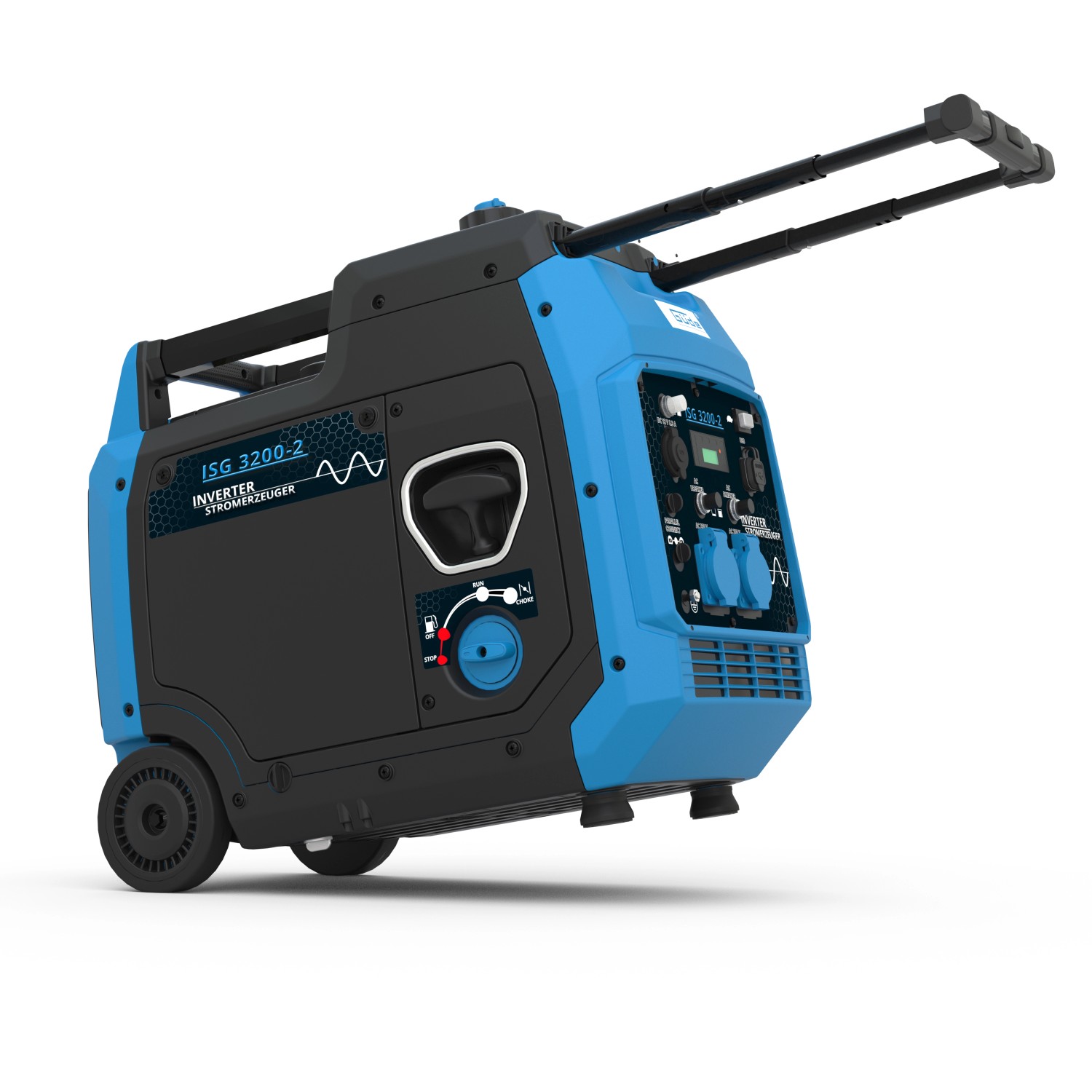 Güde Inverter Stromerzeuger ISG 3200-2 Benzin mit Trolley-Funktion, blau/schwarz.