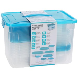 Aufbewahrungsboxen-Set mit Deckel Polypropylen Transparent 50 Stück