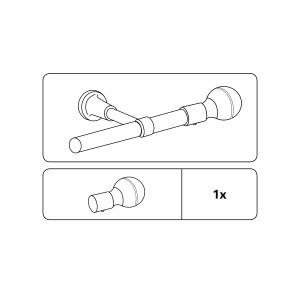 Gardinia Endstück Europa Geo, Messing-Antik, für 19 mm Stangen.
