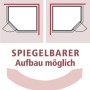 Karibu Sauna Dilja: Skizze zeigt spiegelbaren Aufbau der Massivholzsauna mit Tür links oder rechts.