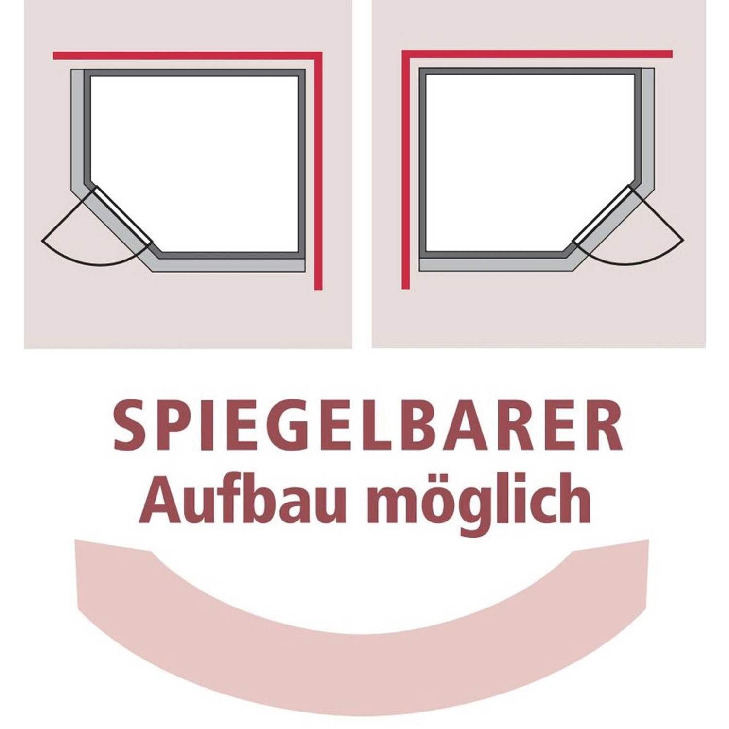 Karibu Sauna Dilja: Skizze zeigt spiegelbaren Aufbau der Massivholzsauna mit Tür links oder rechts.