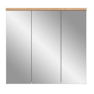 Spiegelschrank Eiche, 80x75x20cm, mit drei Spiegeltüren für Badezimmer.