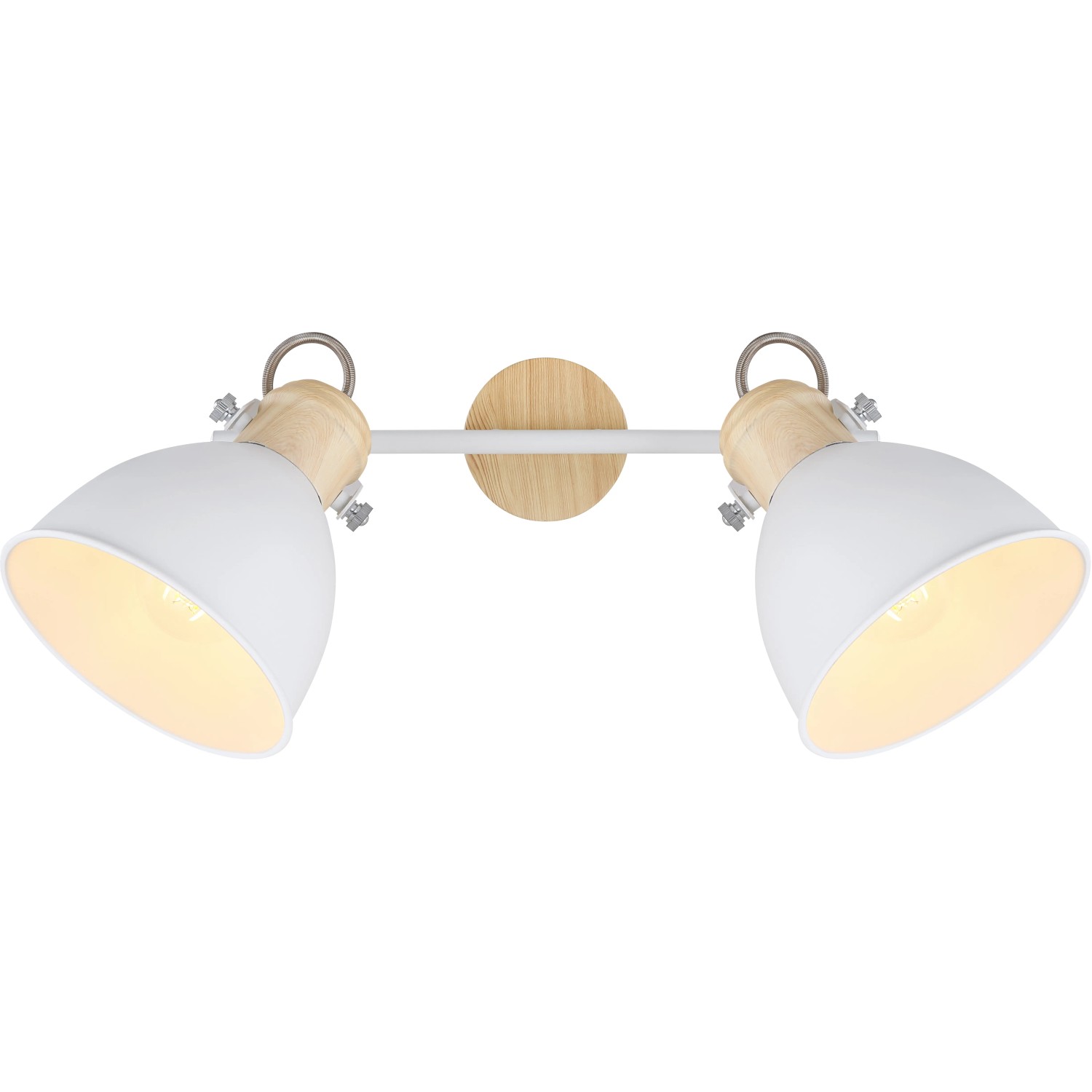 GLOBO WIHO Faretto Da Parete In Metallo Bianco Effetto Legno Con Interruttore, PortaLampada E27, 40W