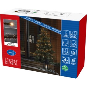 Konstsmide Micro LED Lichterkette mit 400 bernsteinfarbenen LEDs für Innen und Außen.