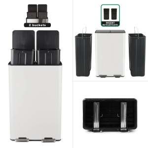 Weißer Spirella Kosmetikeimer Aliya mit 2 Fächern à 30 l, Soft-Close und Pedal.