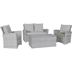 Khaki Sitzkissen als Ersatz für ein graues Caraz Sofa-Lounge-Set.